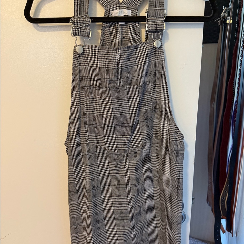 Abound Black and White Houndstooth Overall Dress